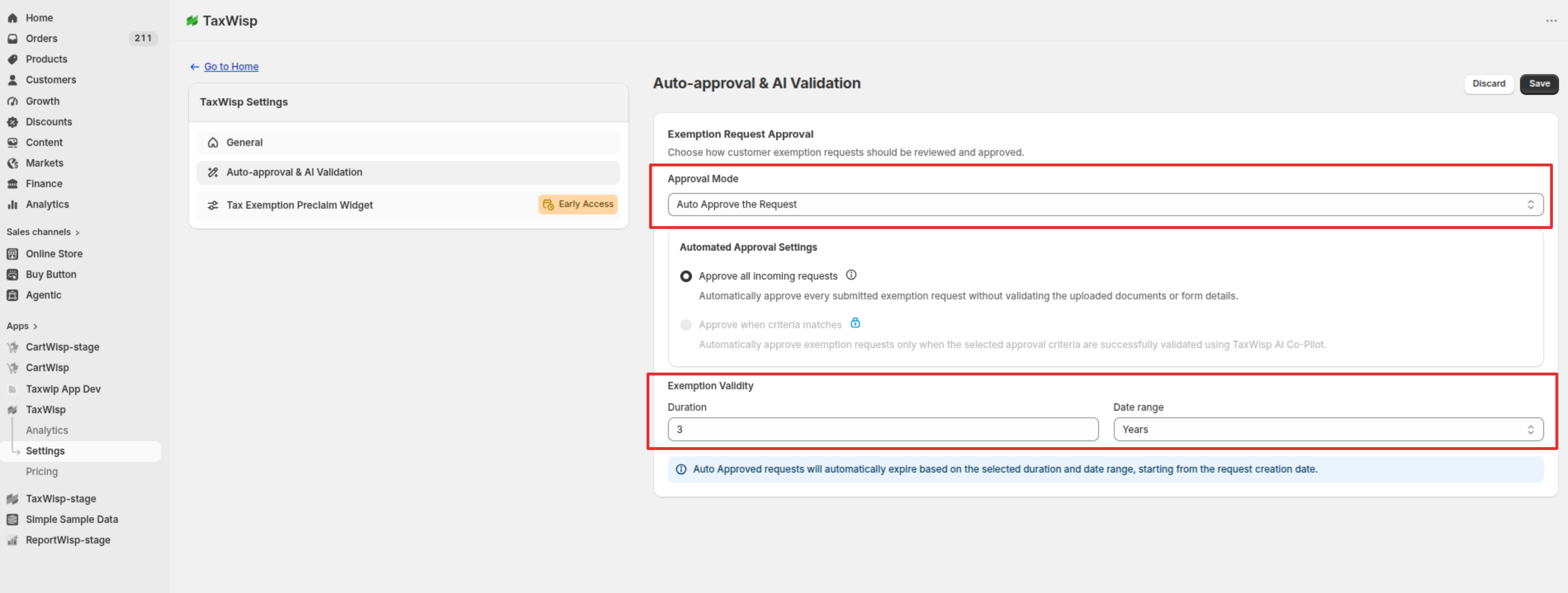 Auto Approval Validity